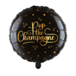Party Planet Folieballon 18″ - Pop the Champagne - zwart
