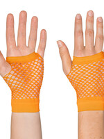 Party Planet Paar handschoenen Mesh kort oranje