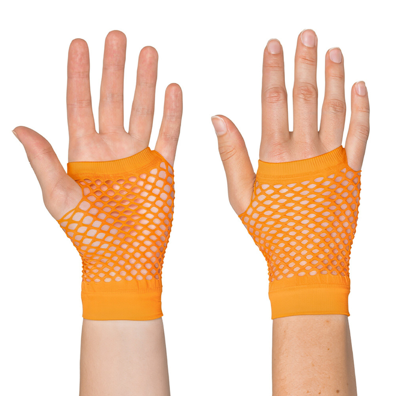 Party Planet Paar handschoenen Mesh kort oranje