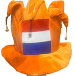 Party Planet Oranje muts met Nederlandse vlag en belletjes