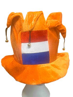 Party Planet Oranje muts met Nederlandse vlag en belletjes