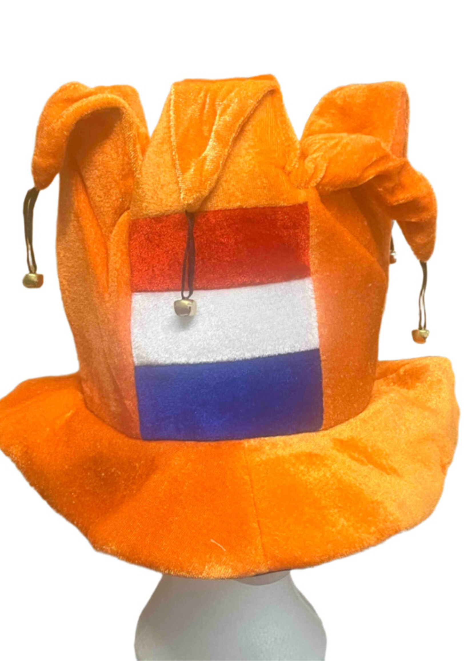 Party Planet Oranje muts met Nederlandse vlag en belletjes