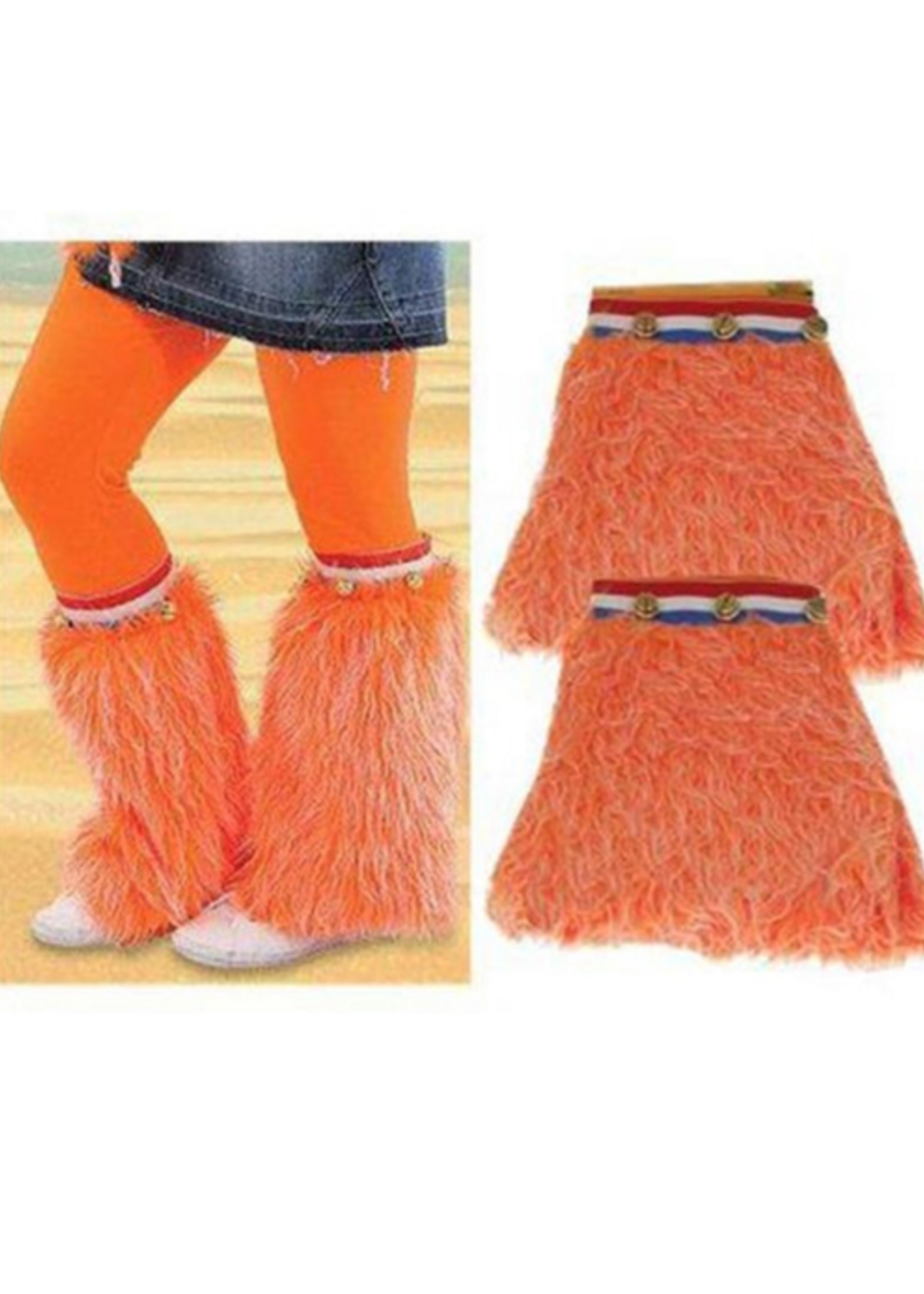 Party Planet Oranje harige beenwarmers