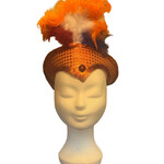 Party Planet Oranje diadeem met oranje pailletten en veren