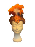 Party Planet Oranje diadeem met oranje pailletten en veren