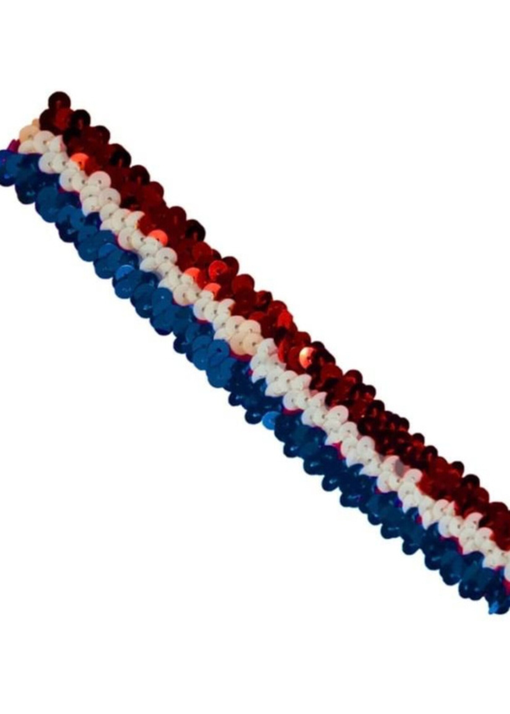 Party Planet Hoofdband pailletten Rood/Wit/Blauw