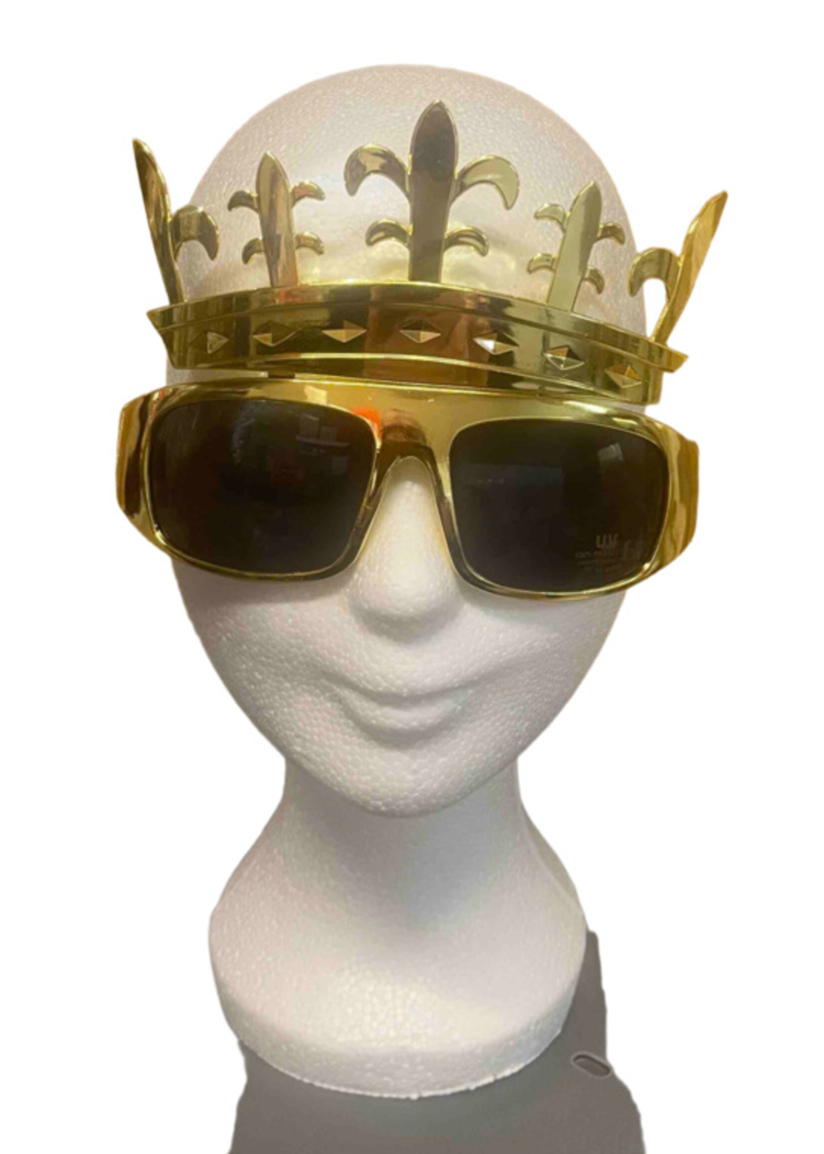 Party Planet Zonnebril goud met kroon