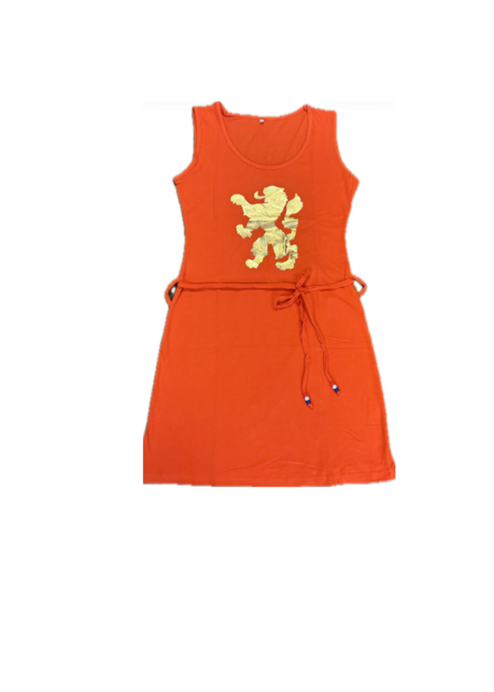 Party Planet Oranje damesjurk met gouden leeuw