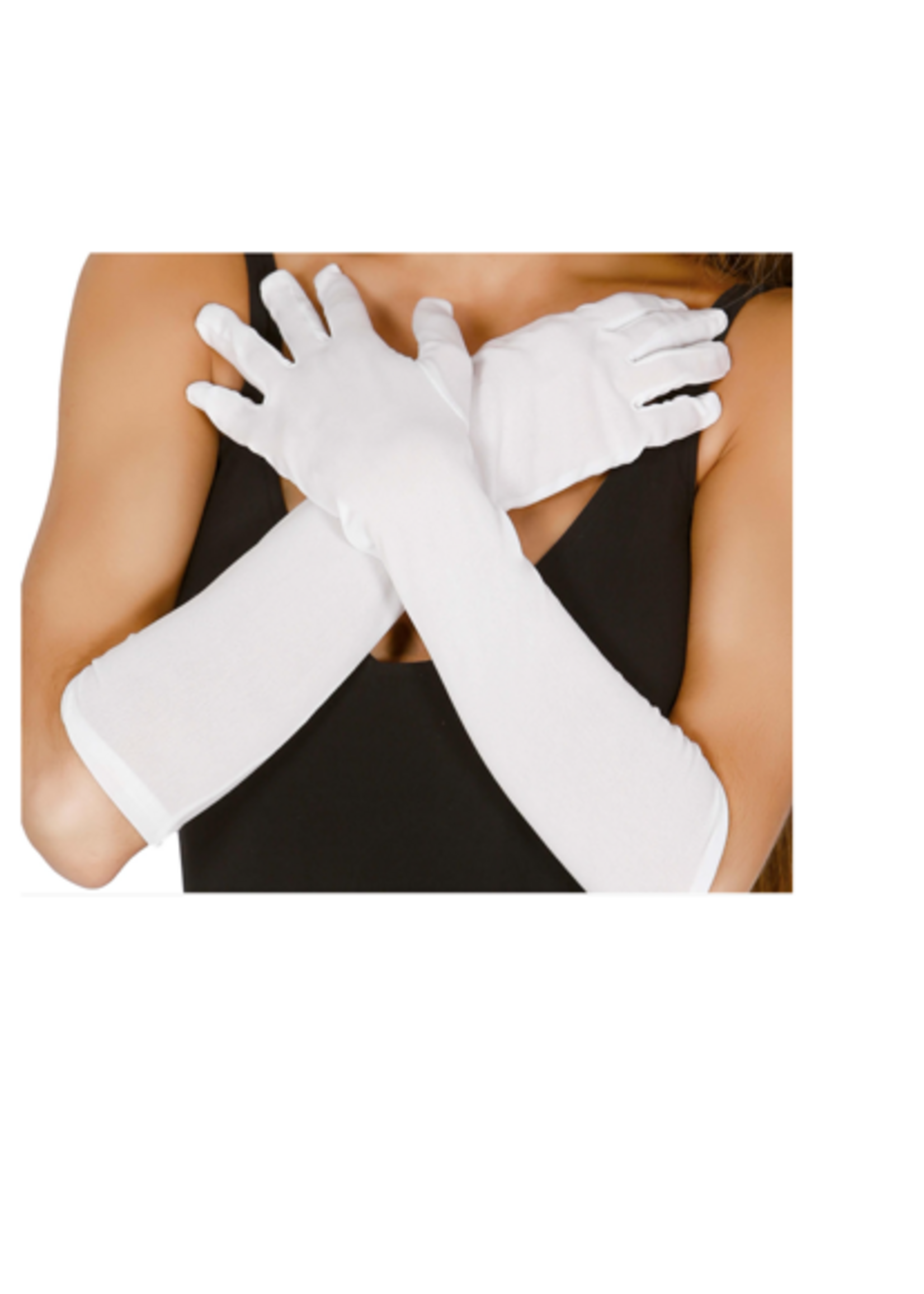 Party Planet Handschoenen, 42 cm wit