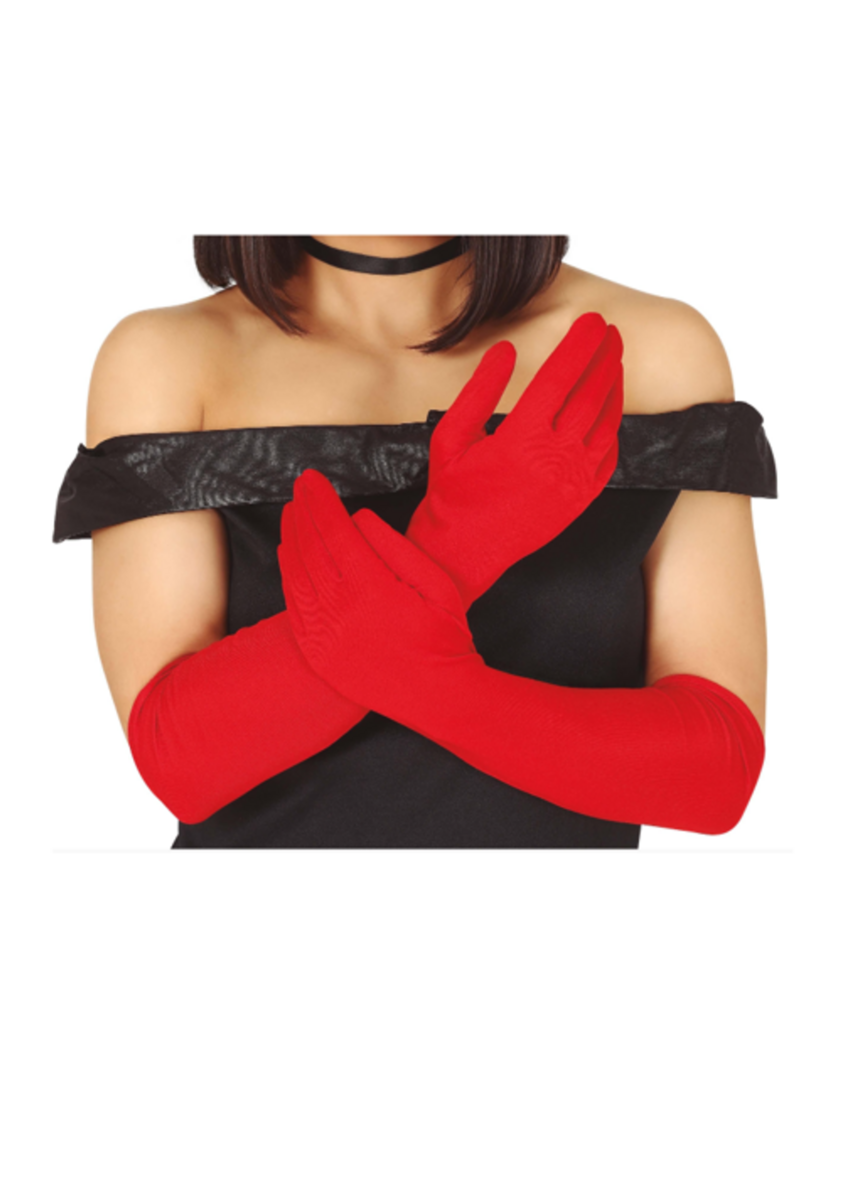 Party Planet Handschoenen, 42 cm rood