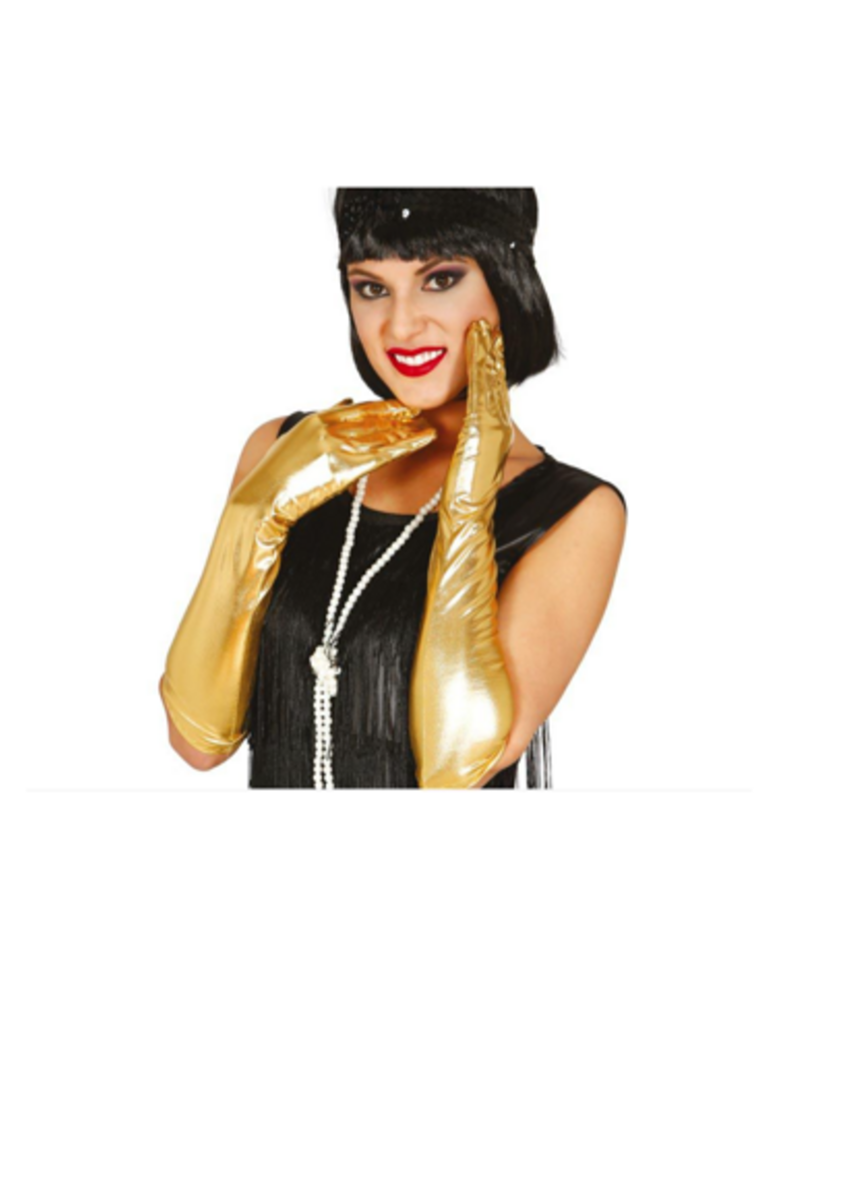 Party Planet Metallic handschoenen, 44 cm goud