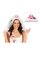 Party Planet Bruidssluier met hartvormige tiara, voor volwassenen