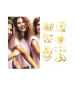 Party Planet Bride to be golden tattoo sheet 14x30 cm