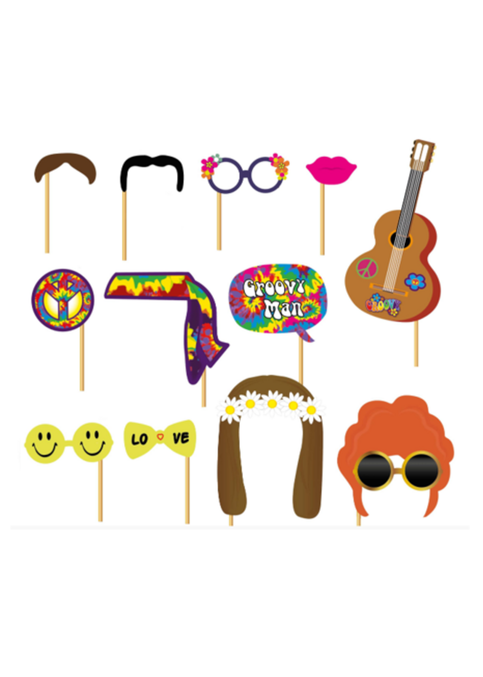 Party Planet Hippie fotoset, 12 stuks