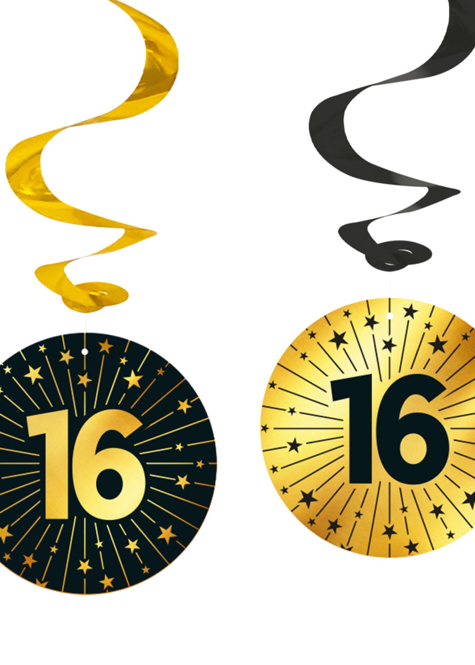 Party Planet 4 Swirls - '16' Golden Celebrations