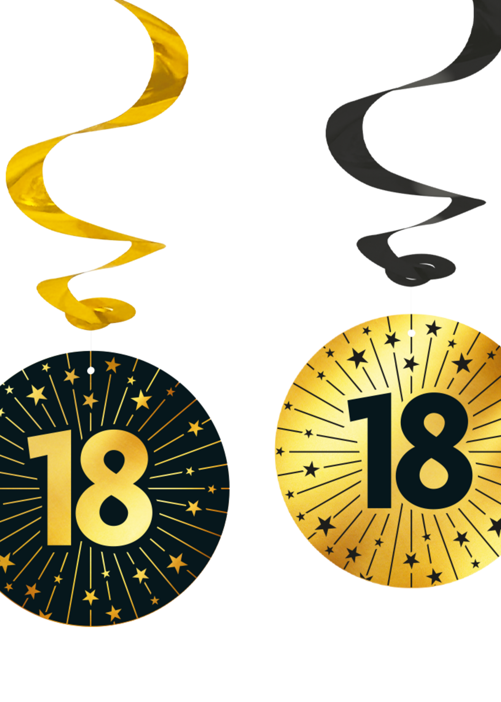 Party Planet 4 Swirls - '18' Golden Celebrations