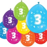 Party Planet 8 Ballonnen 12″ 2-zijdig bedrukt '3'