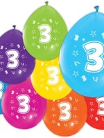 Party Planet 8 Ballonnen 12″ 2-zijdig bedrukt '3'