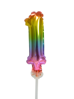 Party Planet Folieballon taarttopper 5″ Nr 1 regenboog