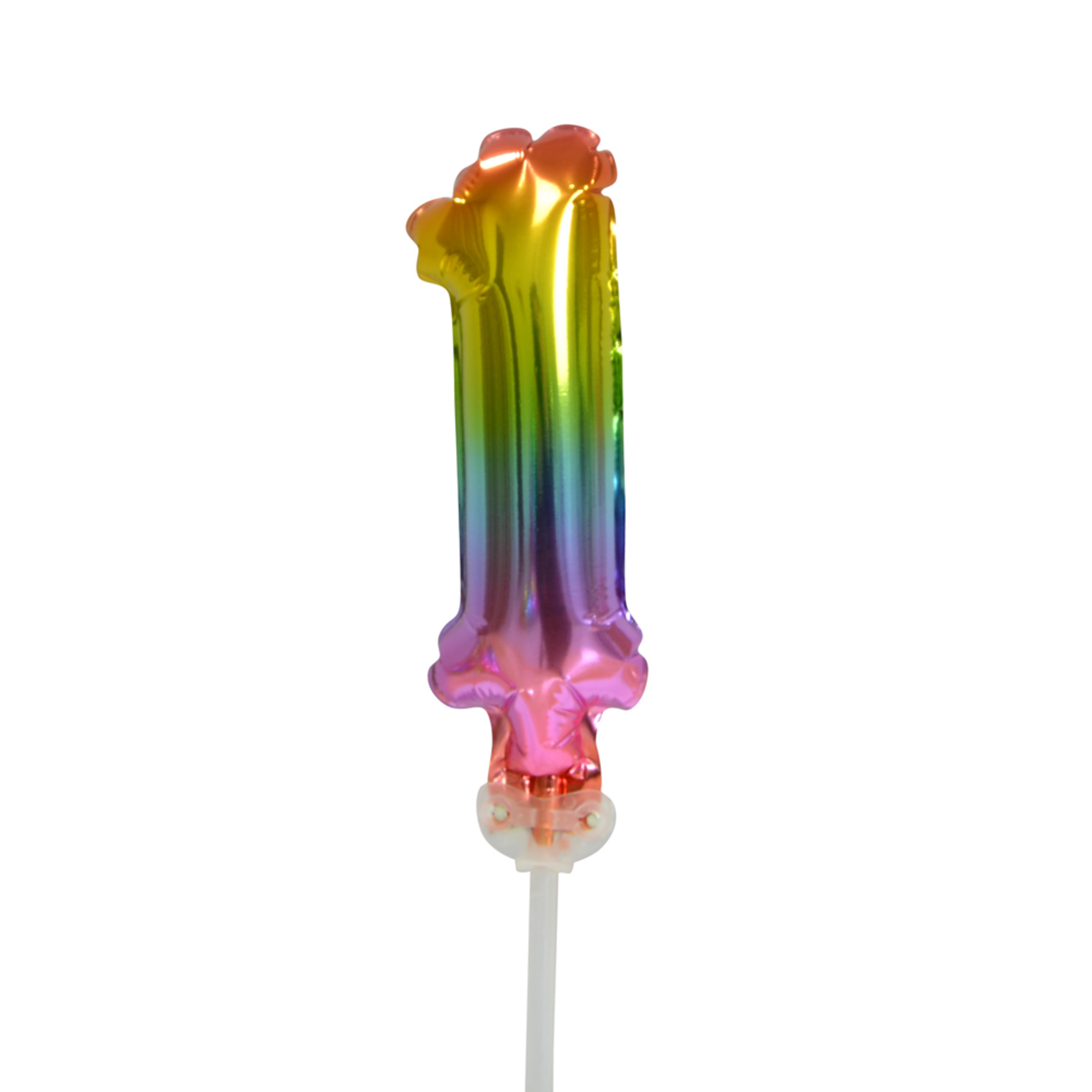 Party Planet Folieballon taarttopper 5″ Nr 1 regenboog