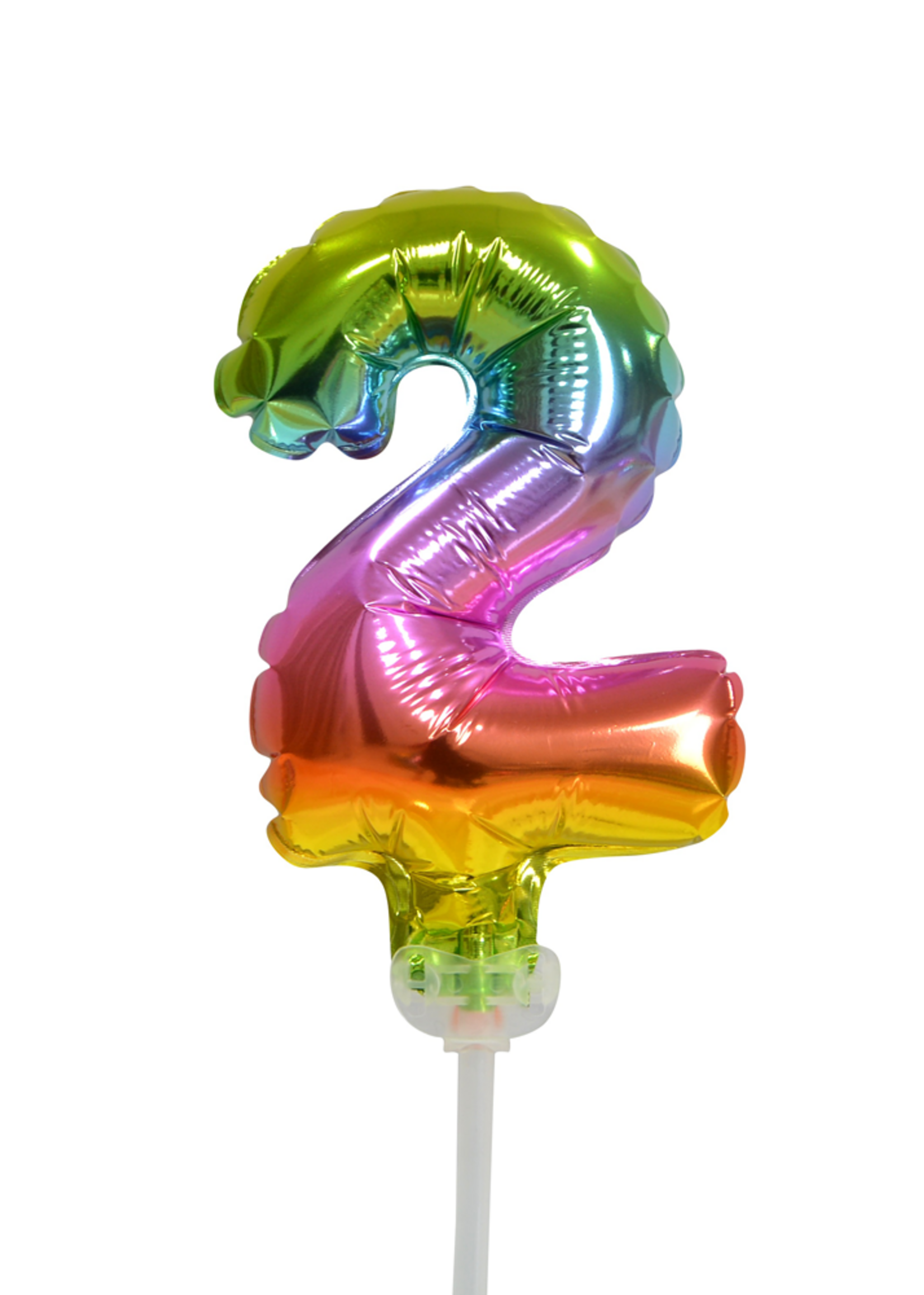 Party Planet Folieballon taarttopper 5″ Nr. 2 regenboog