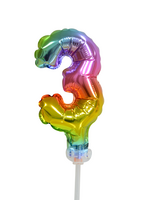 Party Planet Folieballon taarttopper 5″ Nr 3 regenboog