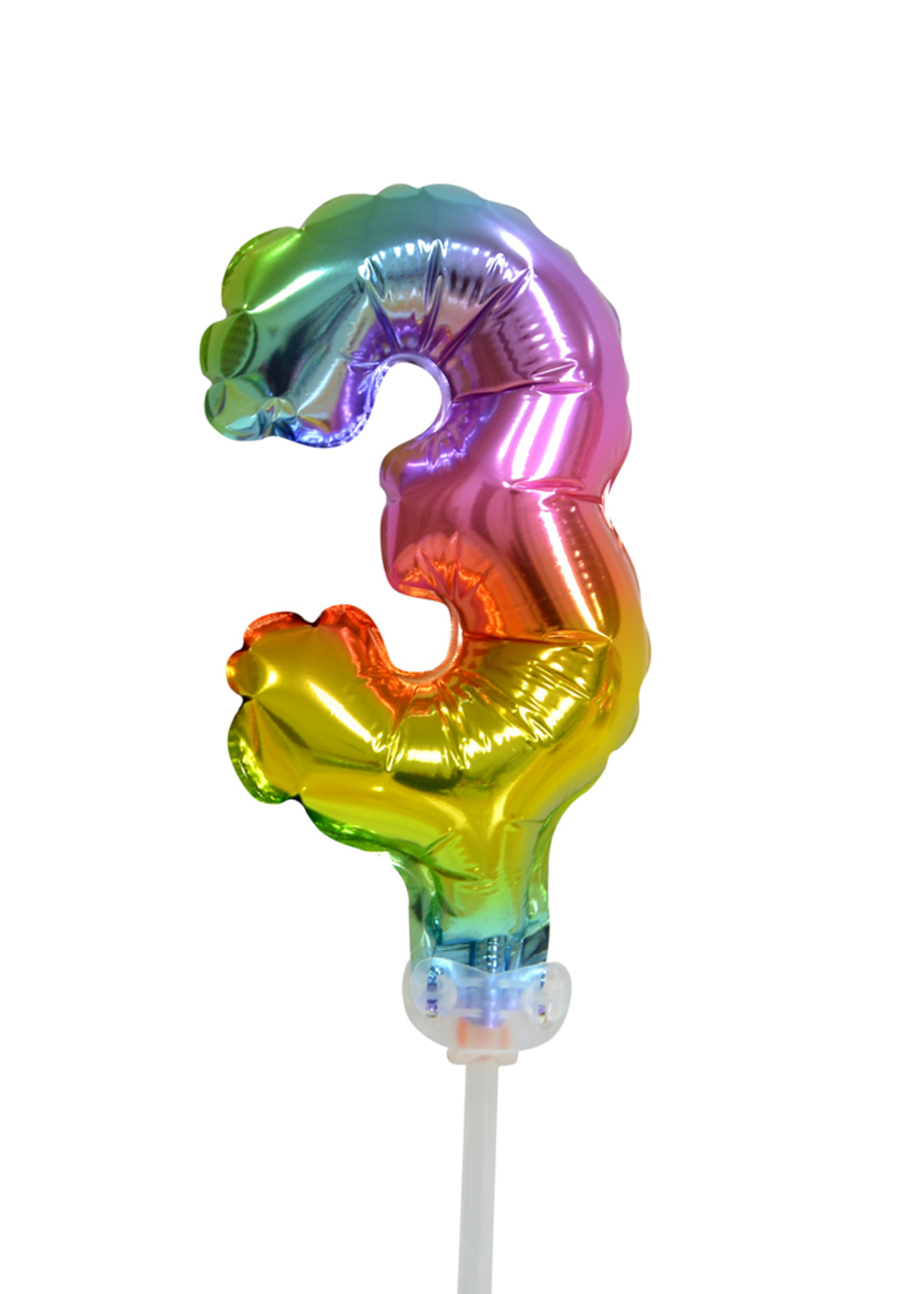 Party Planet Folieballon taarttopper 5″ Nr 3 regenboog
