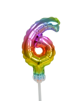Party Planet Folieballon taarttopper 5″ Nr 6 regenboog