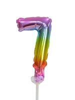Party Planet Folieballon taarttopper 5″ Nr 7 regenboog