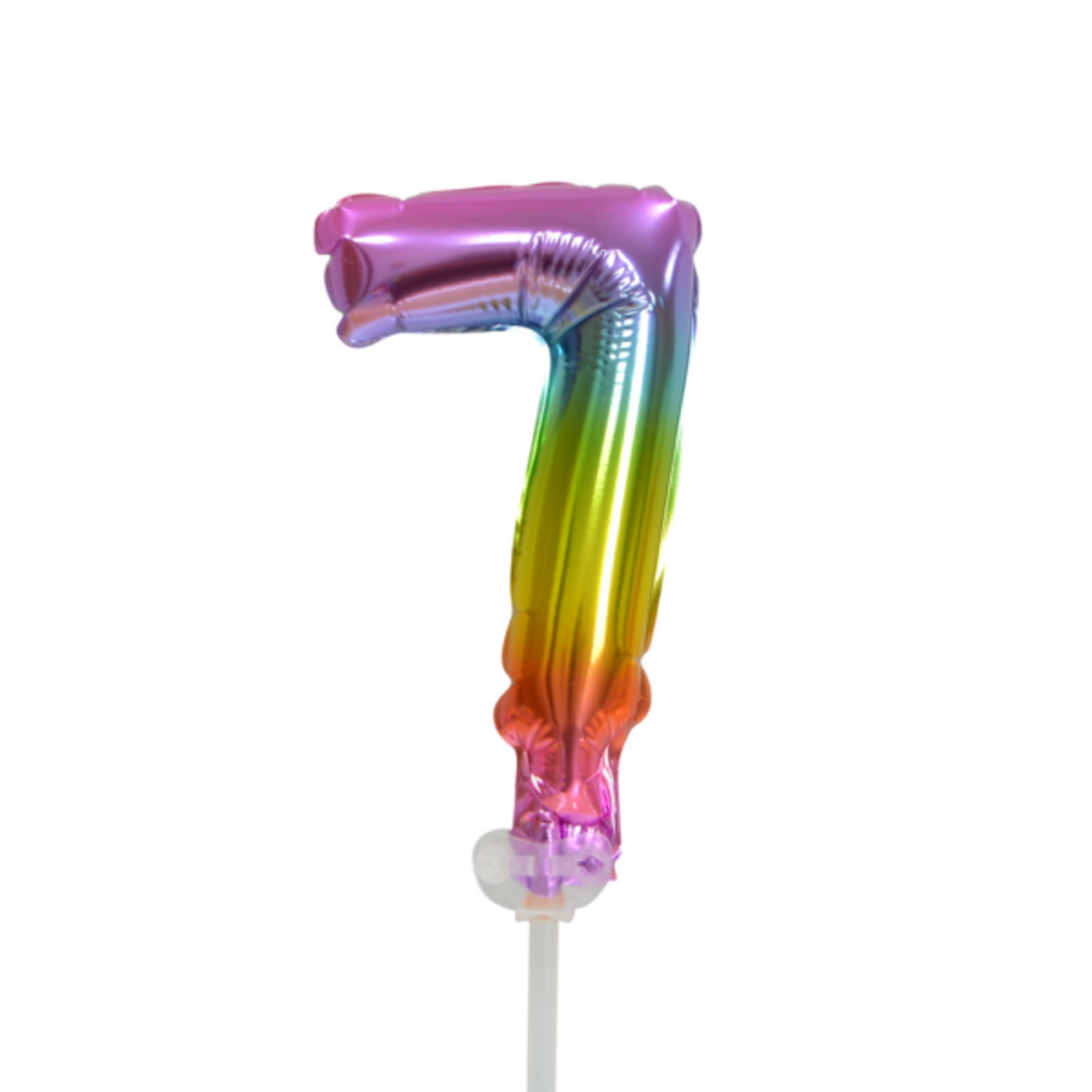 Party Planet Folieballon taarttopper 5″ Nr 7 regenboog