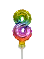 Party Planet Folieballon taarttopper 5″ Nr 8 regenboog