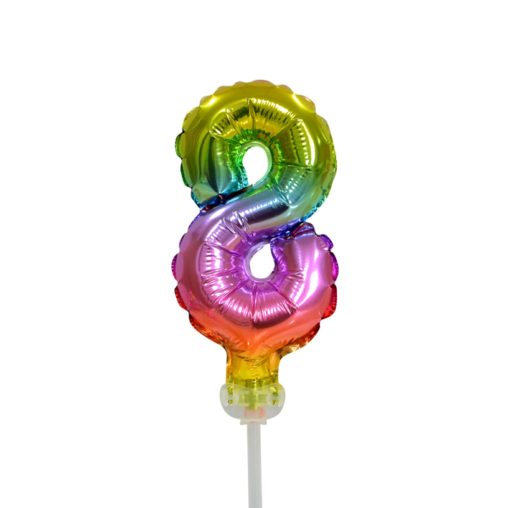Party Planet Folieballon taarttopper 5″ Nr 8 regenboog