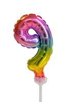 Party Planet Folieballon taarttopper 5″ Nr 9 regenboog