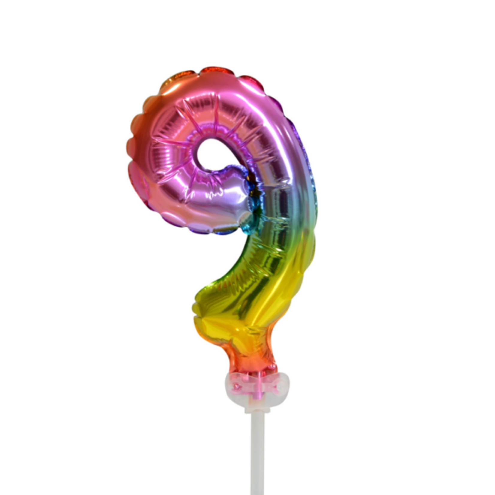 Party Planet Folieballon taarttopper 5″ Nr 9 regenboog