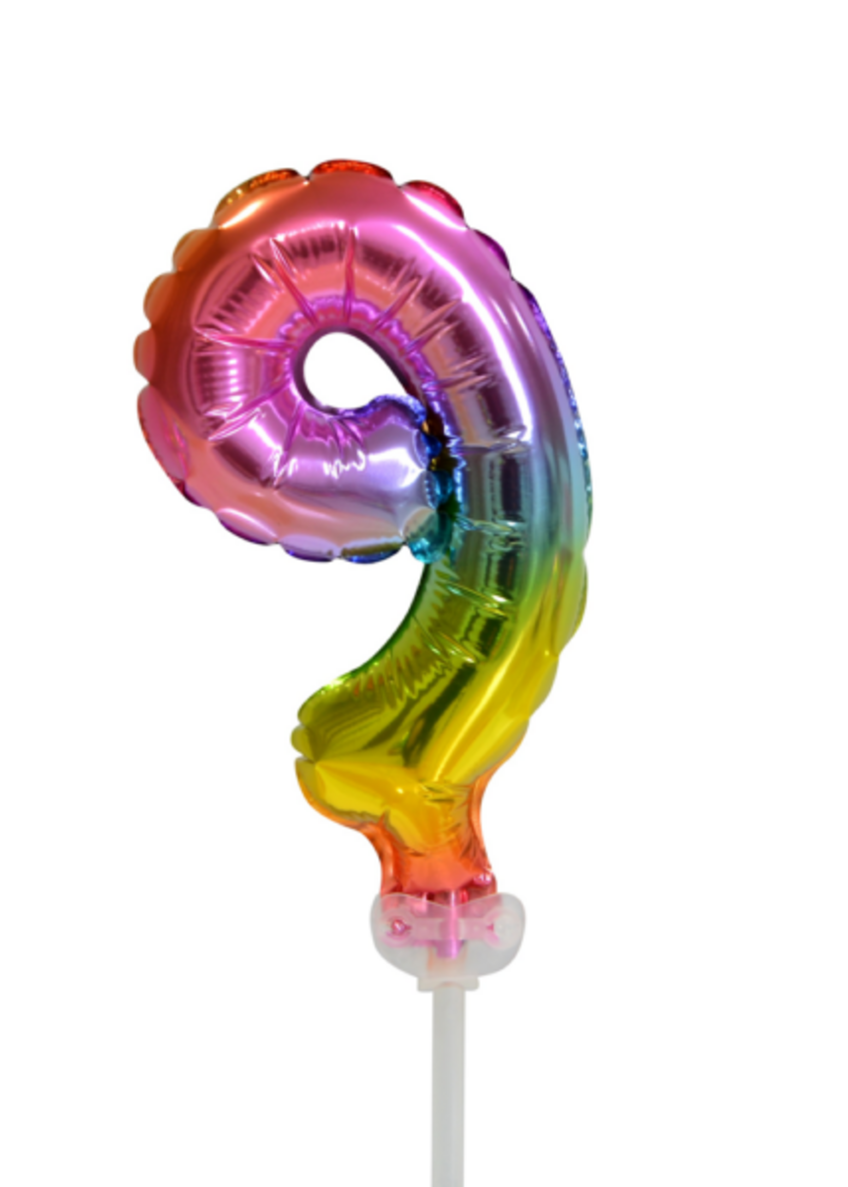 Party Planet Folieballon taarttopper 5″ Nr 9 regenboog