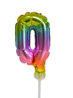 Party Planet Folieballon taarttopper 5″ Nr. 0 regenboog