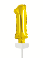 Party Planet Folieballon taarttopper 5″ Nr 1 goud
