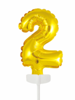 Party Planet Folieballon taarttopper 5″ nr. 2 goud