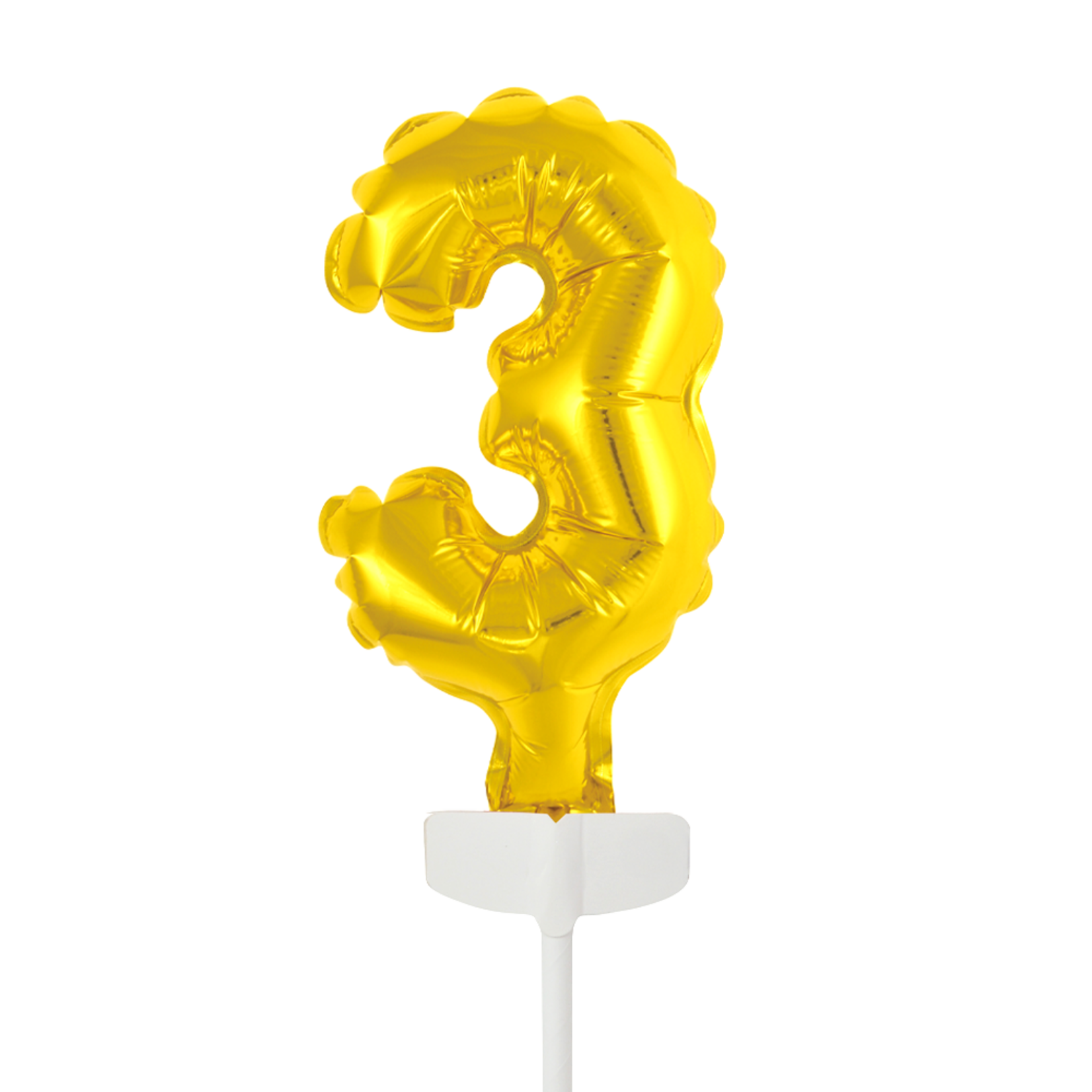 Party Planet Folieballon taarttopper 5″ nr. 3 goud
