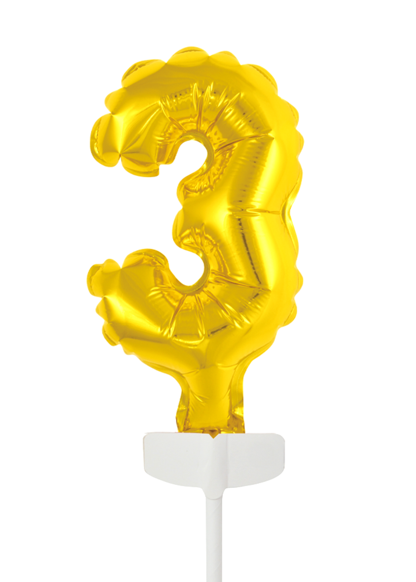 Party Planet Folieballon taarttopper 5″ nr. 3 goud
