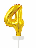 Party Planet Folieballon taarttopper 5″ nr. 4 goud