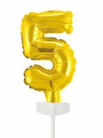 Party Planet Folieballon taarttopper 5″ Nr 5 goud