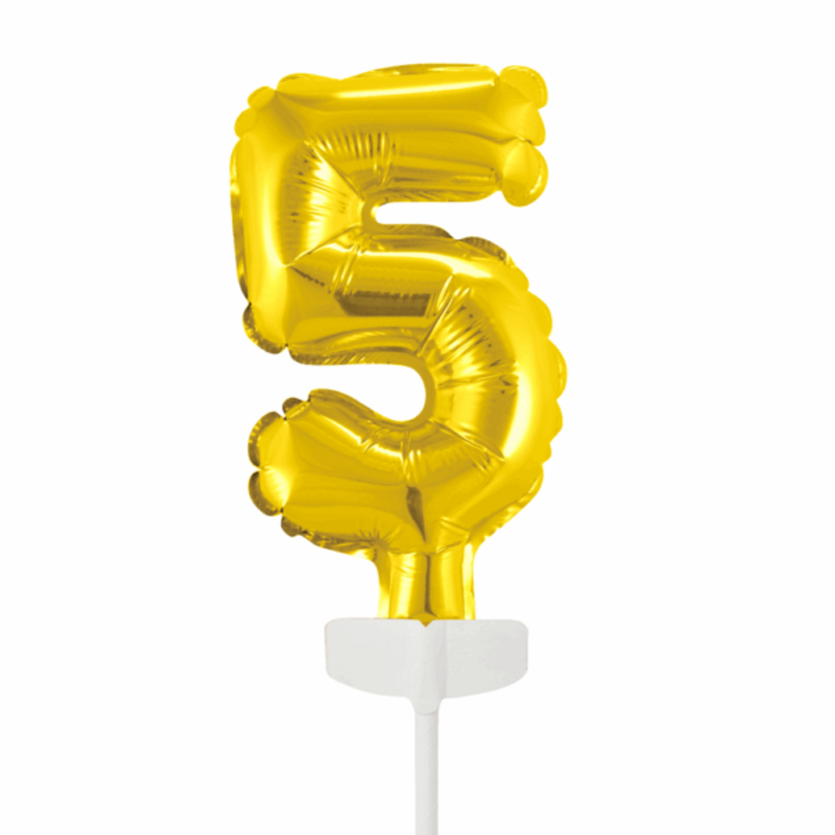 Party Planet Folieballon taarttopper 5″ Nr 5 goud