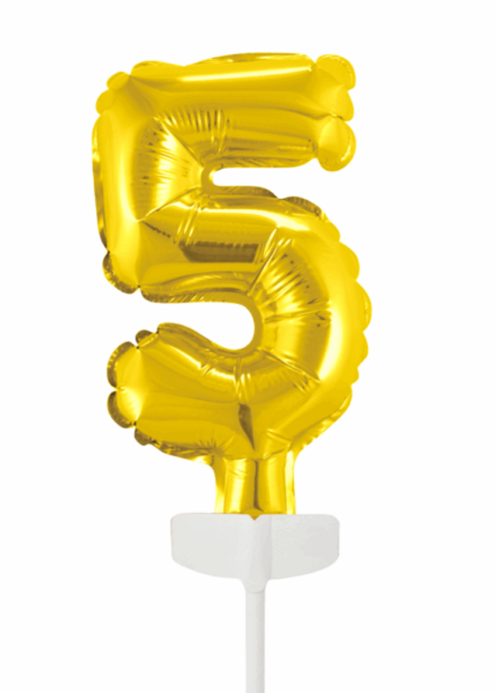 Party Planet Folieballon taarttopper 5″ Nr 5 goud
