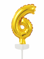 Party Planet Folieballon taarttopper 5″ nr. 6 goud