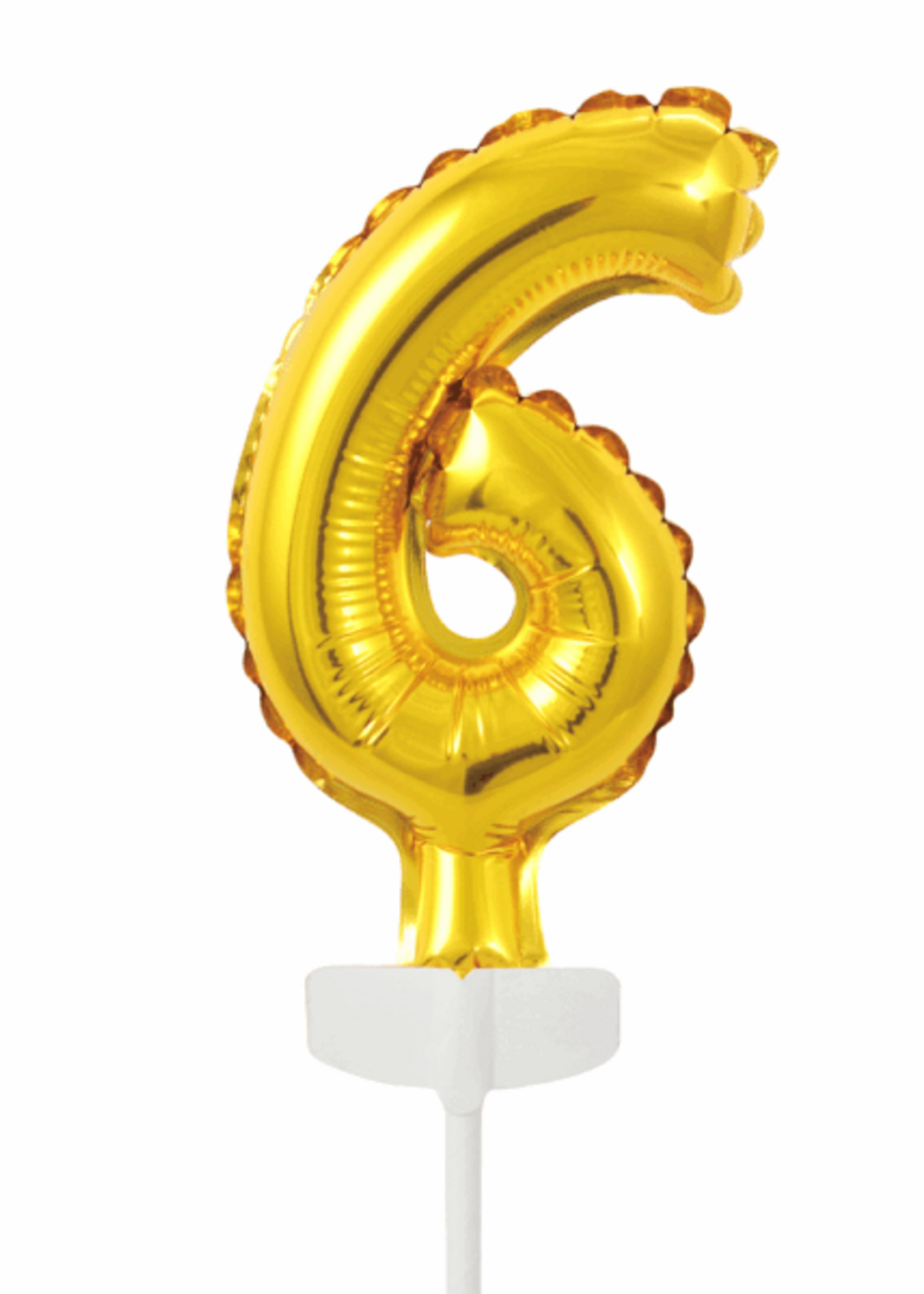 Party Planet Folieballon taarttopper 5″ nr. 6 goud