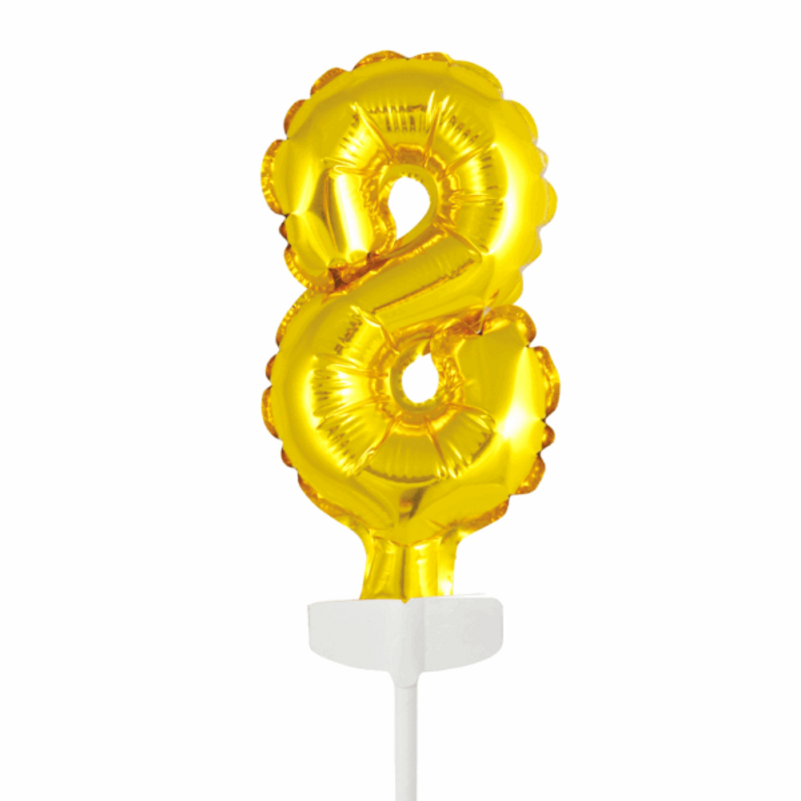 Party Planet Folieballon taarttopper 5″ Nr 8 goud