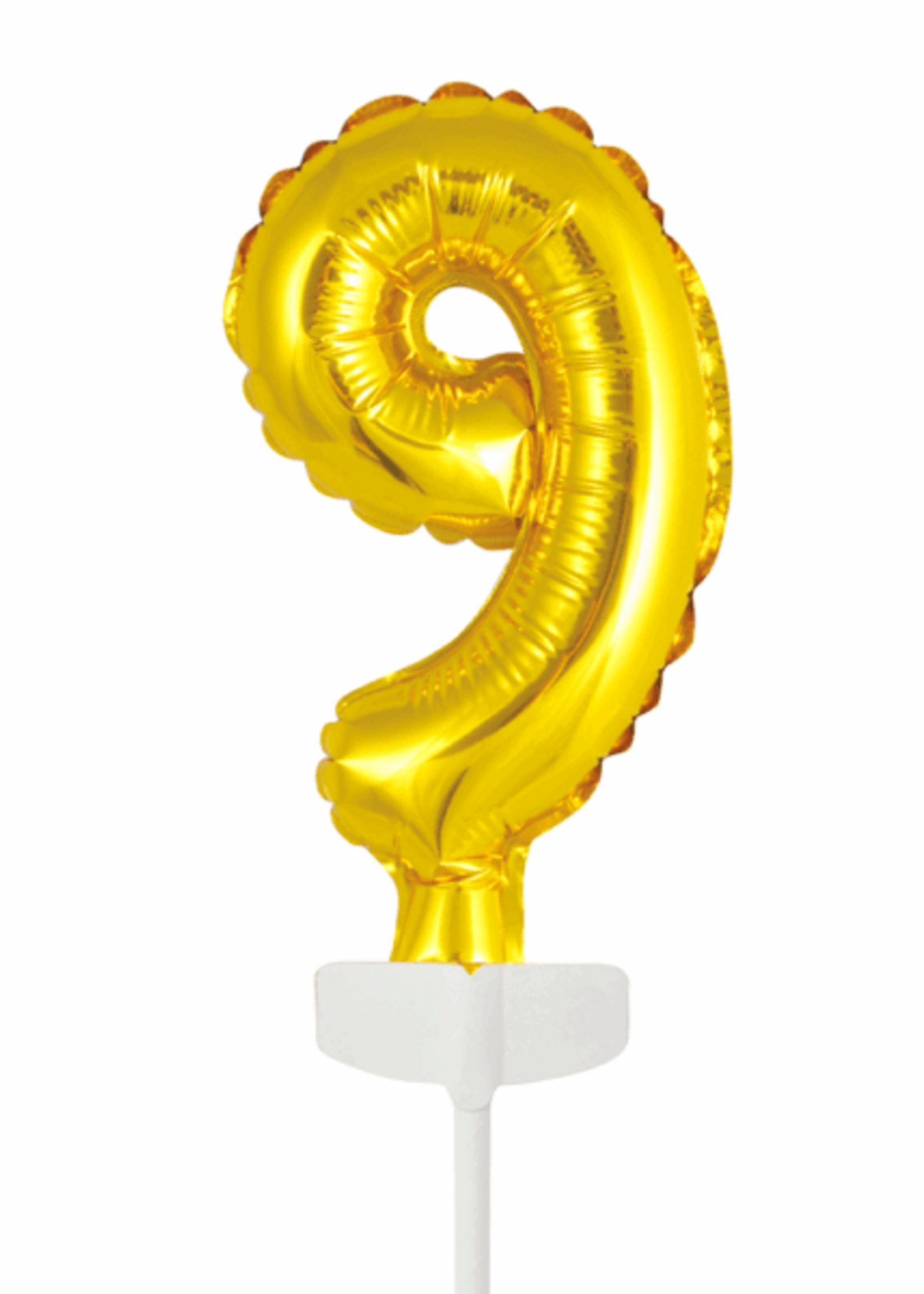 Party Planet Folieballon taarttopper 5″ Nr 9 goud