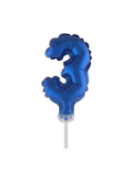 Party Planet Folieballon taarttopper 5″ Nr 3 blauw