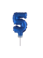 Party Planet Folieballon taarttopper 5″ Nr 5 blauw
